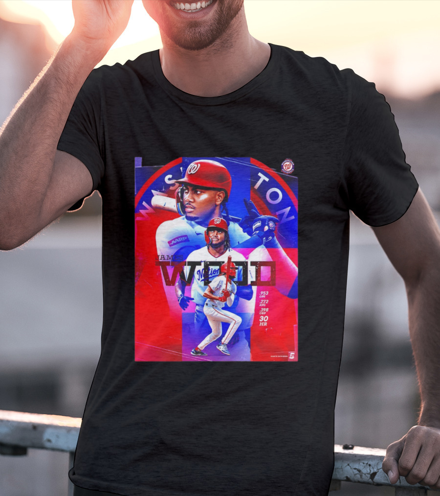 James Wood Washington Nationals .272 AVG .398 OBP 30 HR Collage T-Shirt