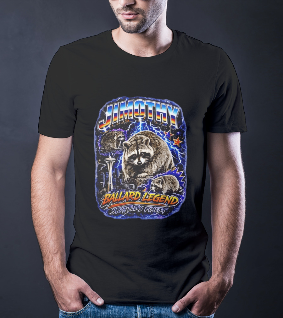 Jimothy Ballard Legend Seattle's Finest Raccoon With Space Needle And Stars T-Shirt