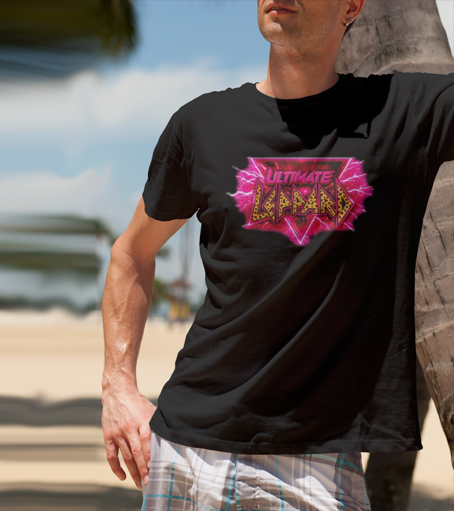 Def Leppard Ultimate Leppard Pink Lightning Leopard Print T-Shirt