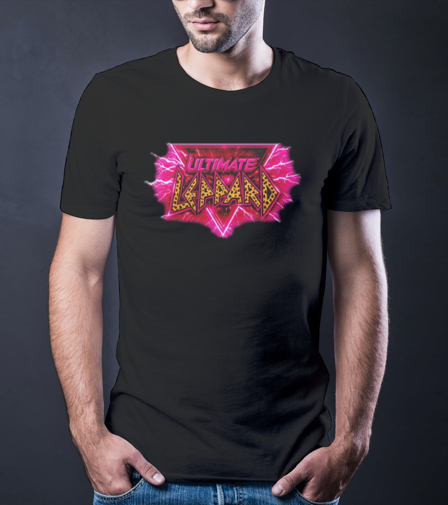 Def Leppard Ultimate Leppard Pink Lightning Leopard Print T-Shirt