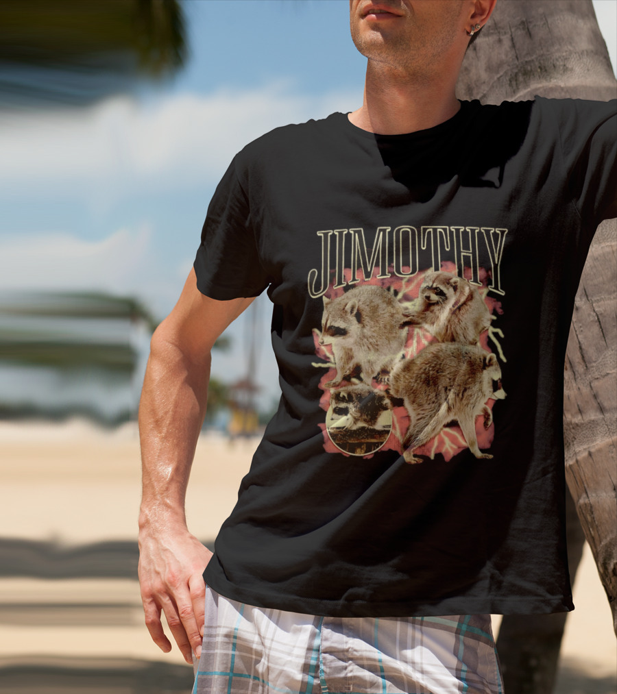 Jimothy Raccoons Retro Wildlife Montage T-Shirt