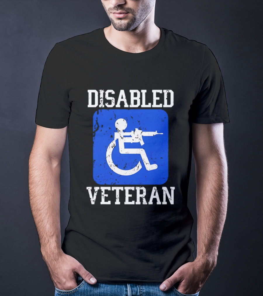 Disabled Veteran Armed Forces Distressed Military T-Shirt