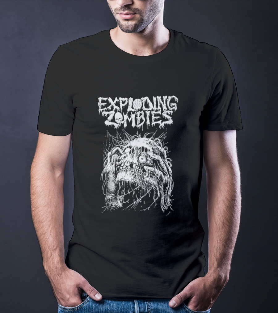 Exploding Zombies Horror Dripping Text Grunge Monster T-Shirt