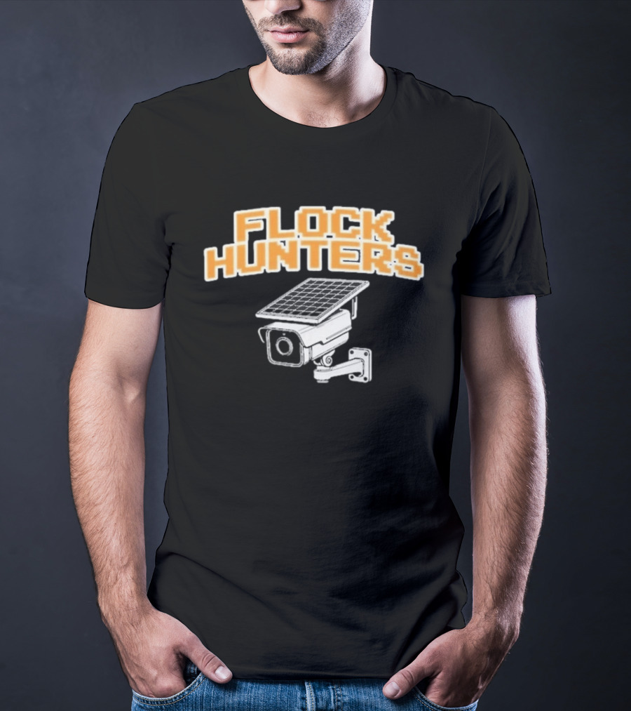 Flock Hunters Drinkin Bros Surveillance Camera Solar Panel T-Shirt