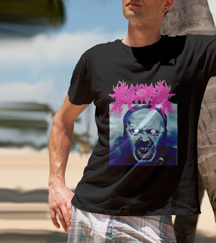 Gore Demon Face Glowing Eyes Death Metal Band T-Shirt