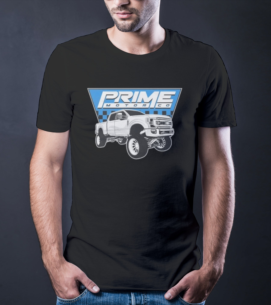 Prime Motor Co Lifted Truck Checkered Triangle T-Shirt
