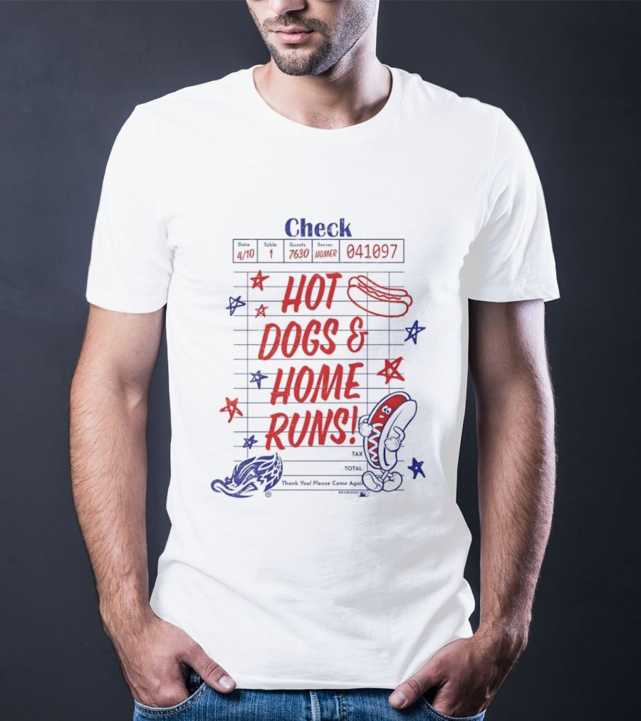 Akron RubberDucks Hot Dogs & Home Runs Restaurant Check T-Shirt