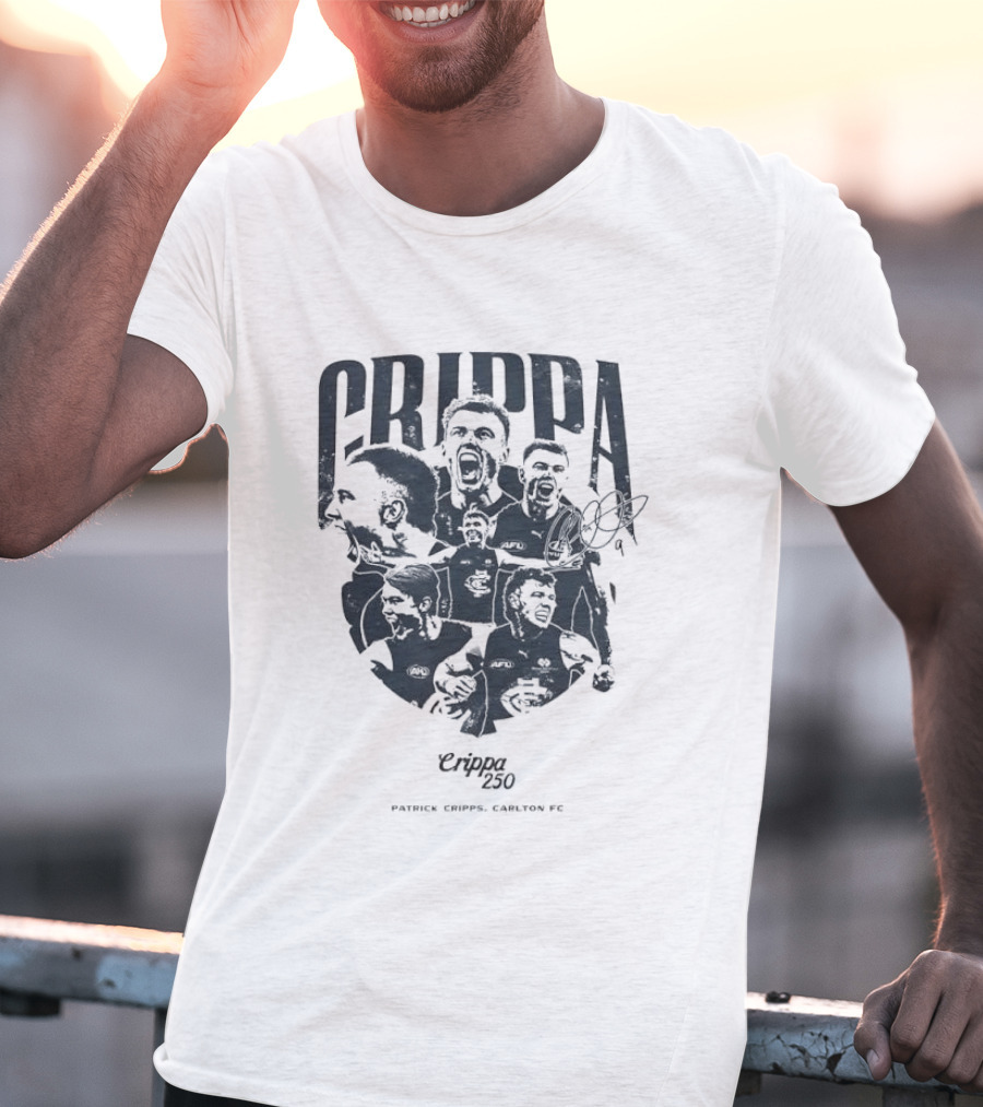 Crippa 250 Patrick Cripps Carlton FC Celebratory Milestone T-Shirt