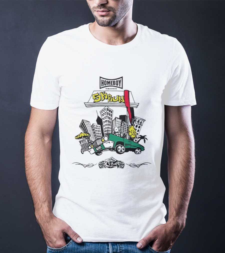 Homeboy Skrun Teddy Bear Driving City 5k Run Streetwear Adventure T-Shirt