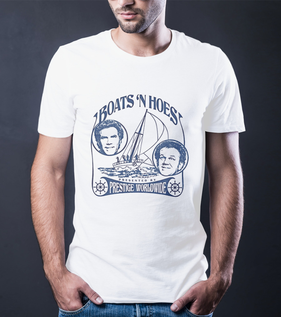 Boats 'N Hoes Presented By Prestige Worldwide Step Brothers Faces Sailboat T-Shirt