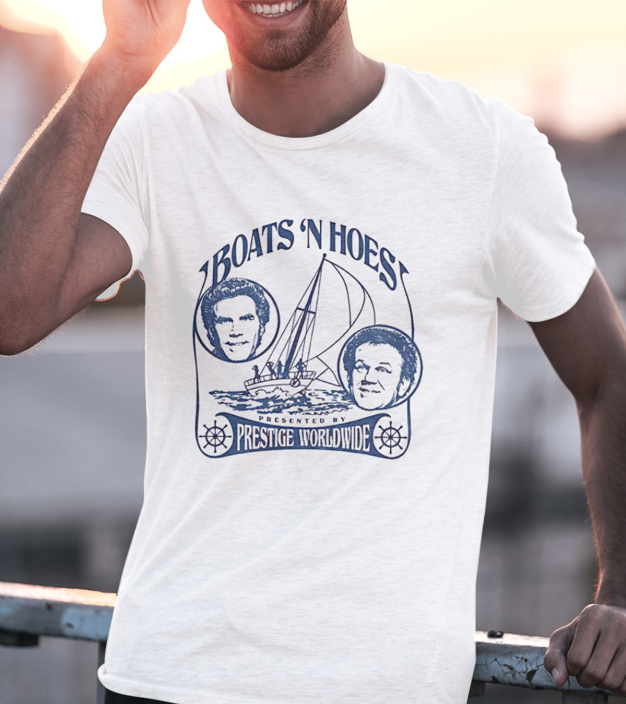 Boats 'N Hoes Presented By Prestige Worldwide Step Brothers Faces Sailboat T-Shirt