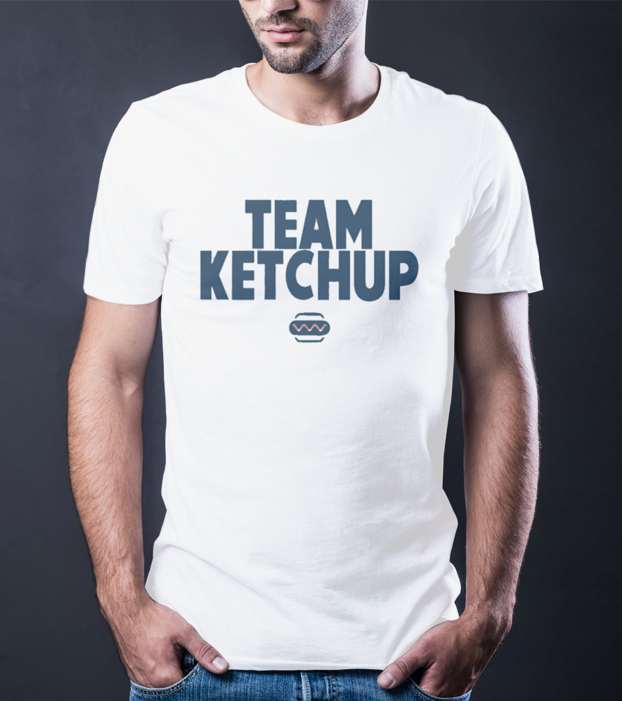 Team Ketchup Hot Dog Wavy Line T-Shirt