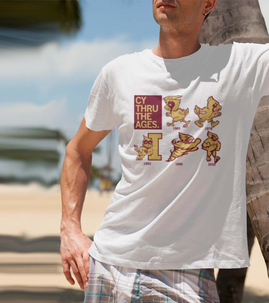 Iowa State Cyclones CY Thru The Ages Mascot Evolution Logos 1954 1972 1995 2008 T-Shirt