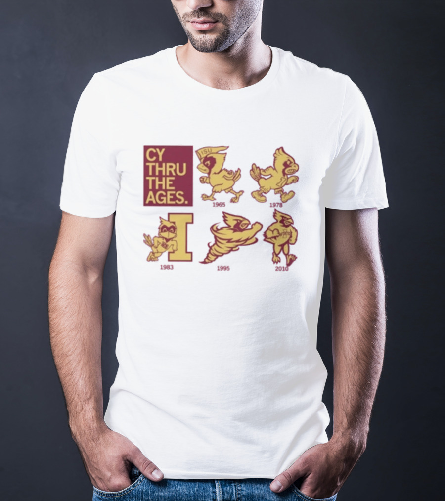 Iowa State Cyclones CY Thru The Ages Mascot Evolution Logos 1954 1972 1995 2008 T-Shirt