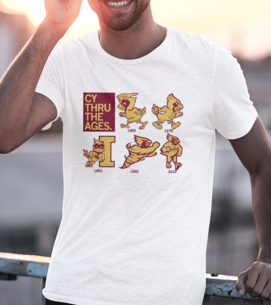 Iowa State Cyclones CY Thru The Ages Mascot Evolution Logos 1954 1972 1995 2008 T-Shirt