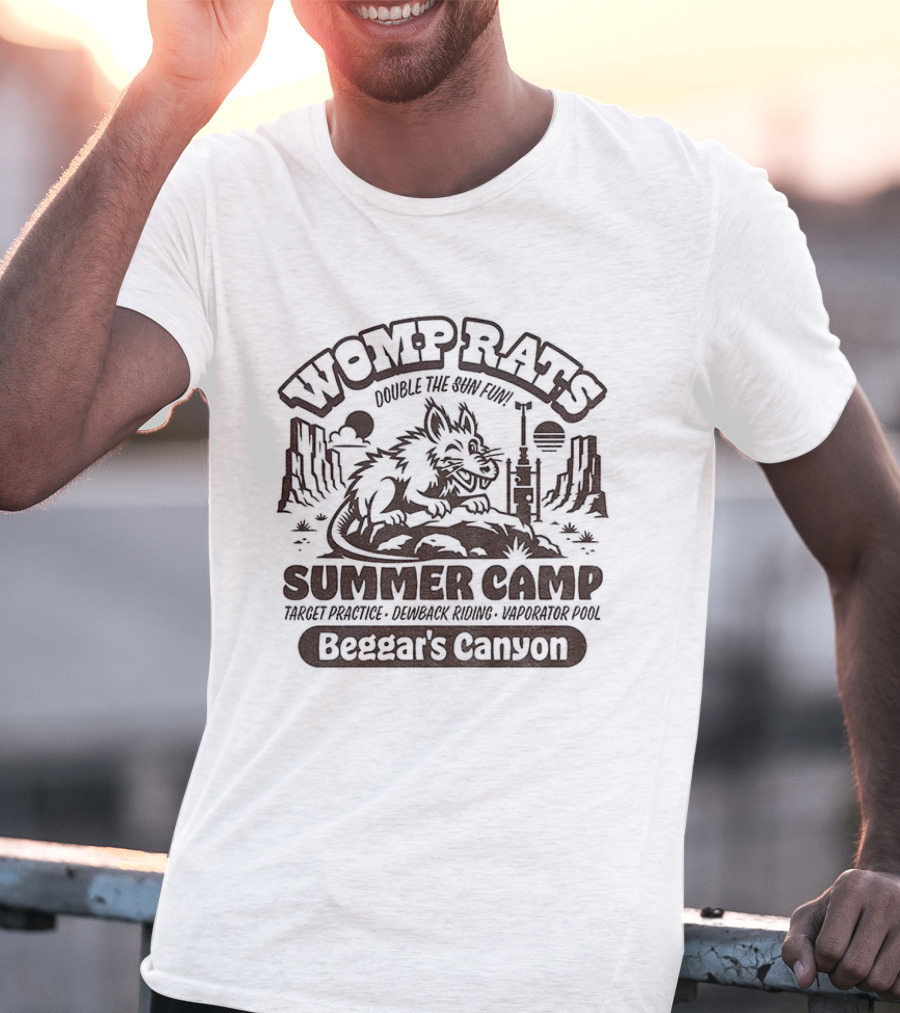 Womp Rats Summer Camp Double The Sun Fun Beggar's Canyon Adventure Scene T-Shirt