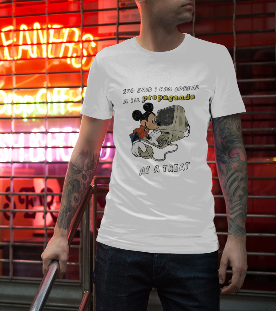 God Said I Can Spread A Lil Propaganda As A Treat Mickey Mouse Vintage Computer T-Shirt