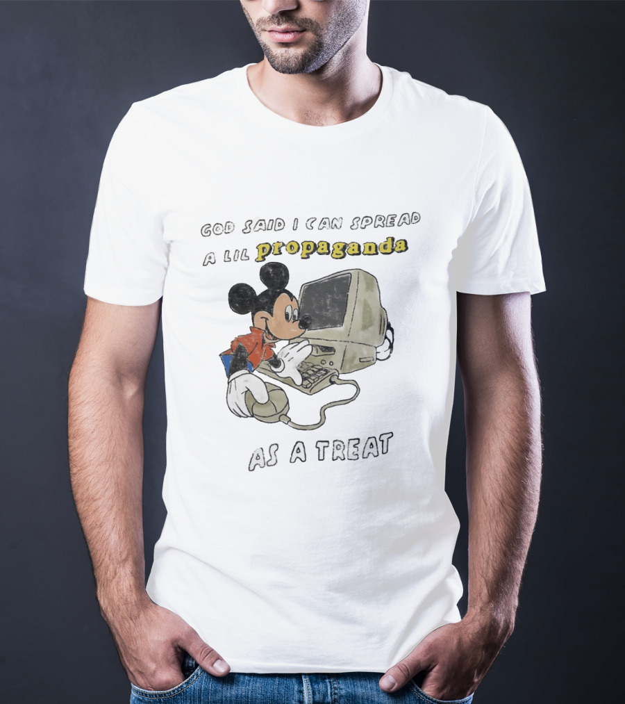 God Said I Can Spread A Lil Propaganda As A Treat Mickey Mouse Vintage Computer T-Shirt