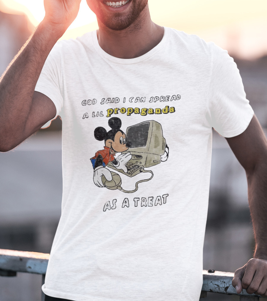 God Said I Can Spread A Lil Propaganda As A Treat Mickey Mouse Vintage Computer T-Shirt