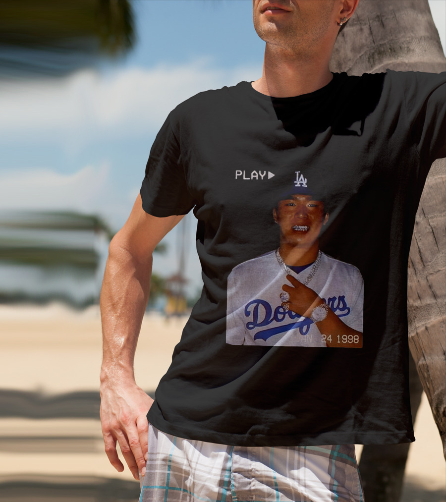 90s Yoshinobu Yamamoto Bootleg Rap Dodgers LA Jan 24 1998 T-Shirt