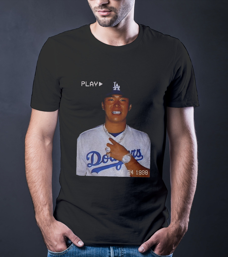 90s Yoshinobu Yamamoto Bootleg Rap Dodgers LA Jan 24 1998 T-Shirt