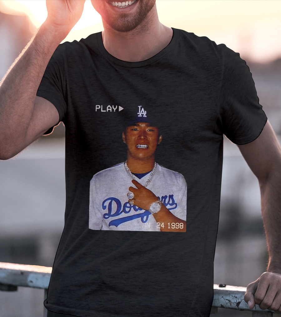 90s Yoshinobu Yamamoto Bootleg Rap Dodgers LA Jan 24 1998 T-Shirt