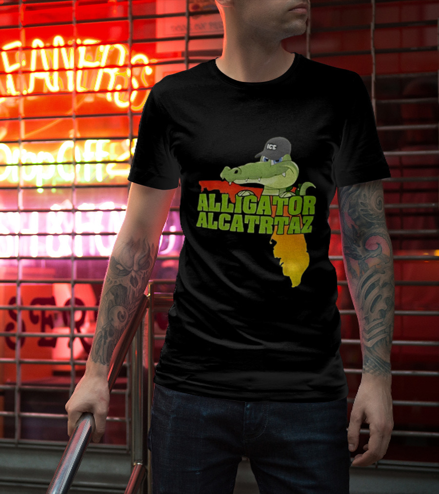 Alligator Alcatraz ICC Ice Cap Florida Map T-Shirt