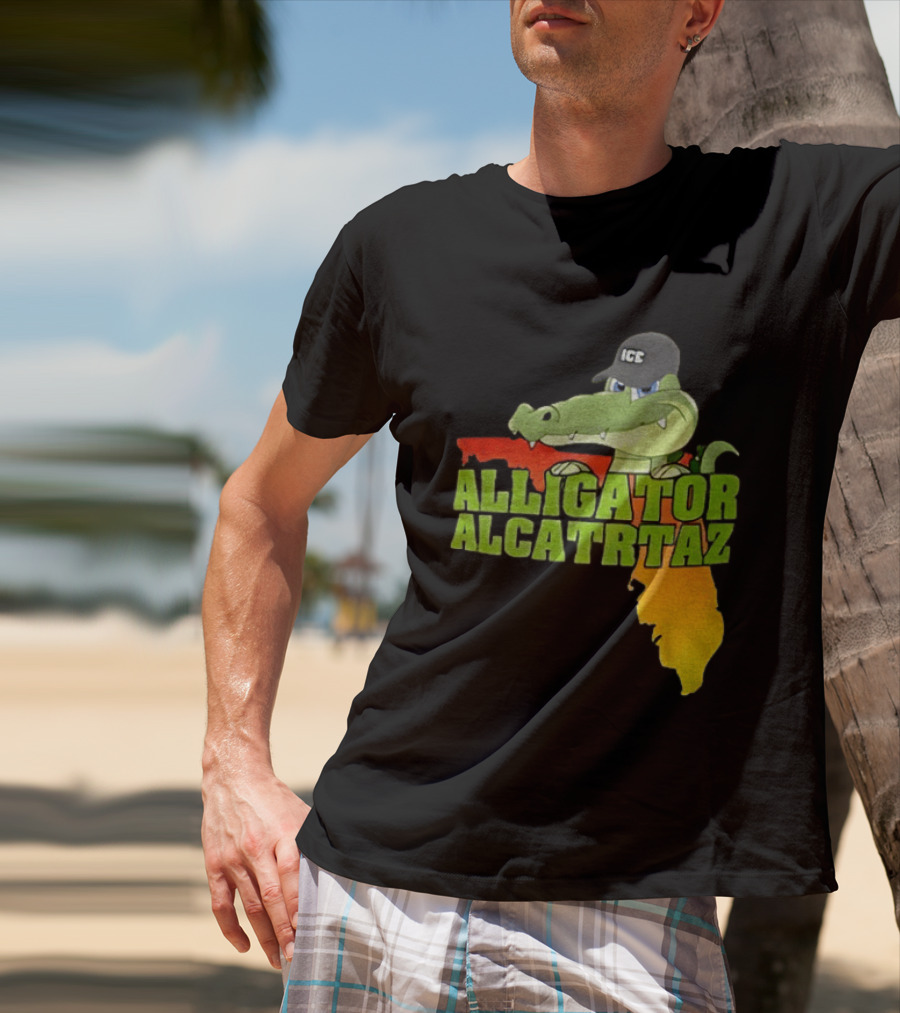 Alligator Alcatraz ICC Ice Cap Florida Map T-Shirt
