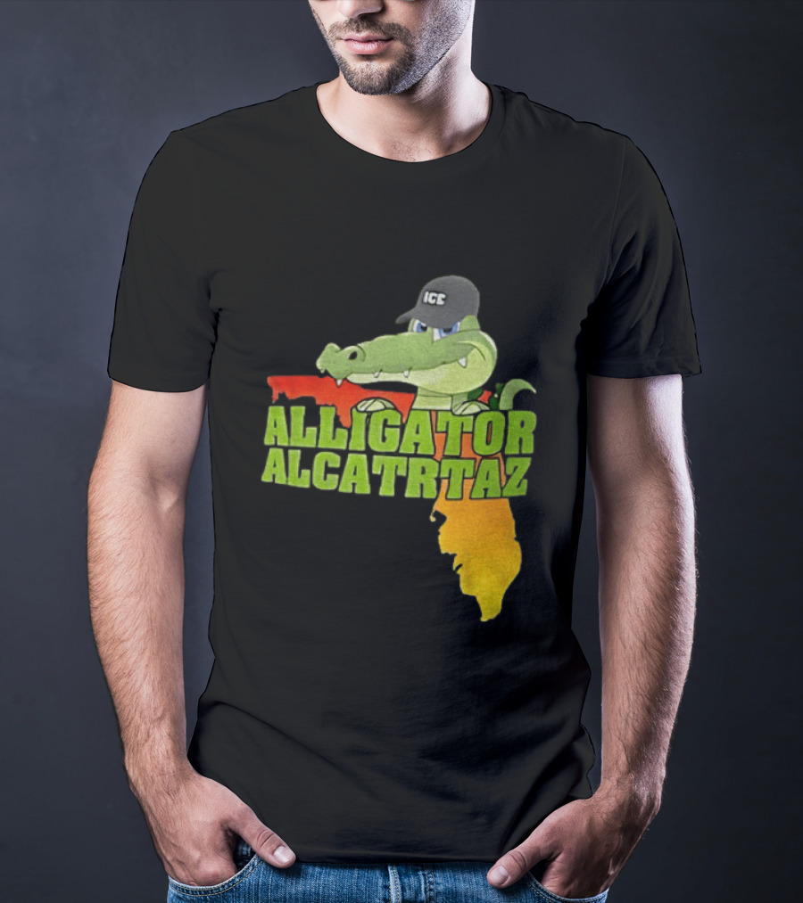 Alligator Alcatraz ICC Ice Cap Florida Map T-Shirt