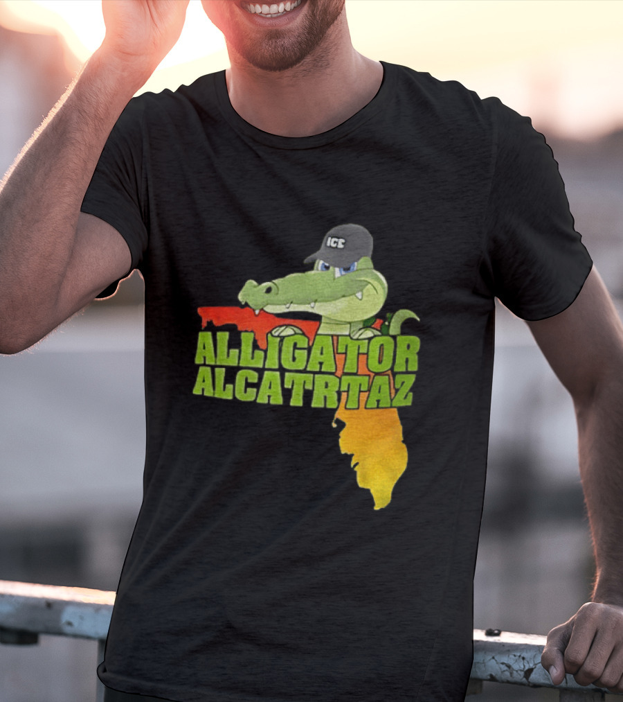 Alligator Alcatraz ICC Ice Cap Florida Map T-Shirt