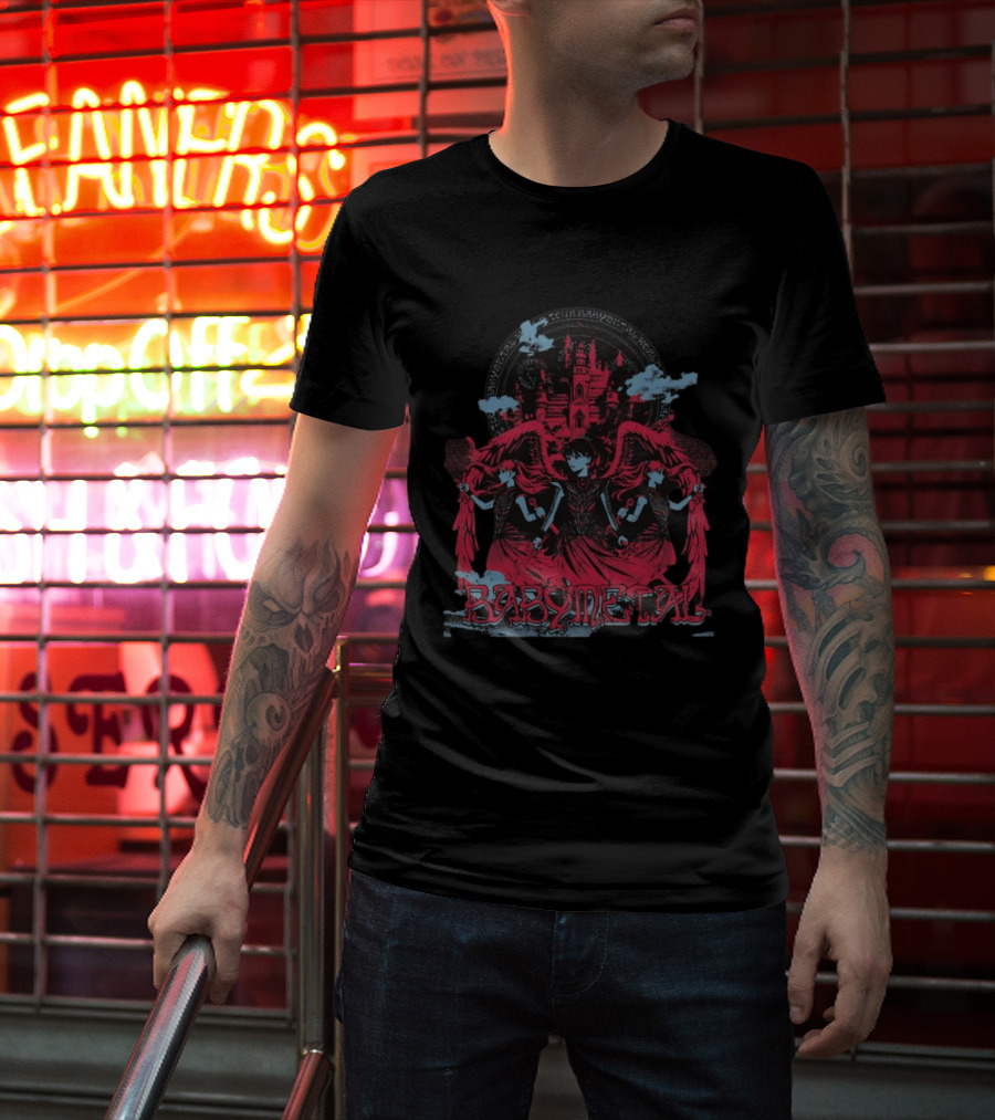 Babymetal Kingslayer Team Babymetal Corps Red Gothic Angels And Castle T-Shirt