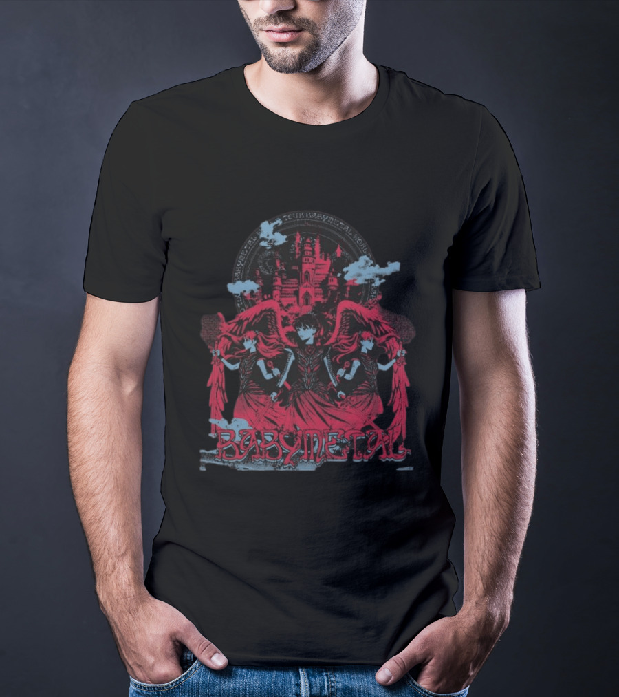 Babymetal Kingslayer Team Babymetal Corps Red Gothic Angels And Castle T-Shirt