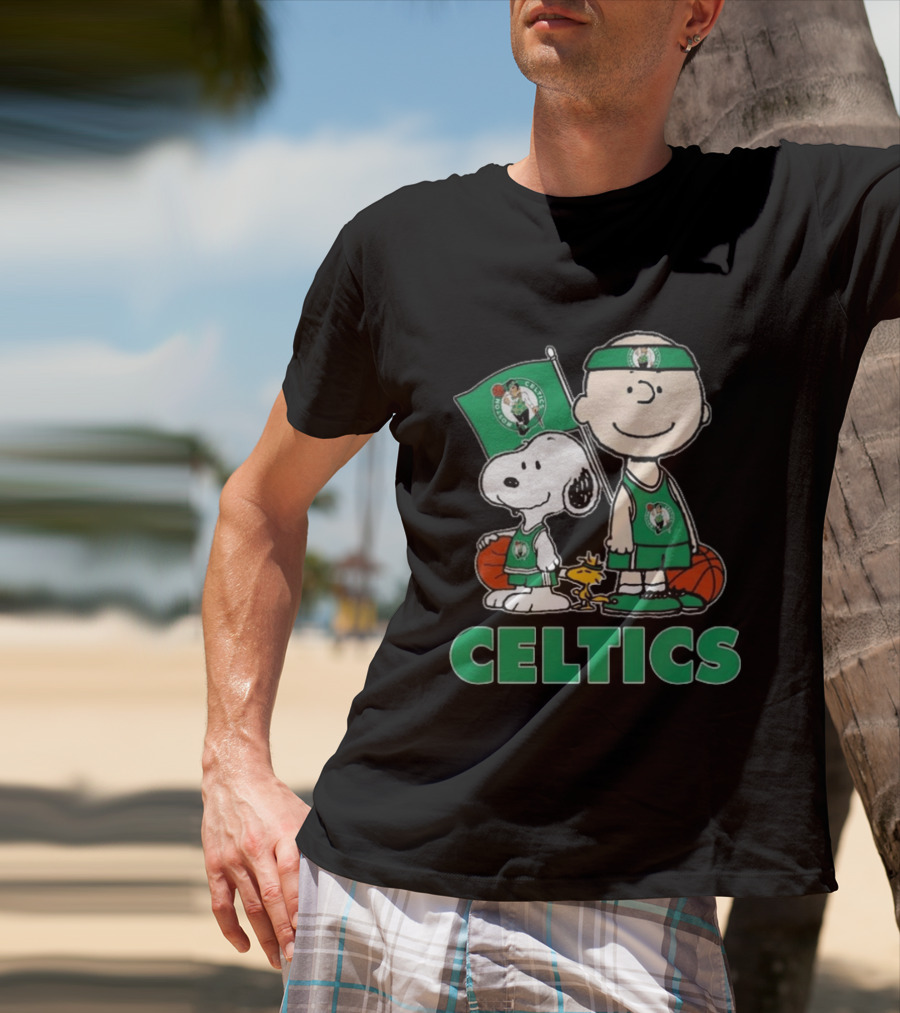 Boston Celtics Snoopy Charlie Brown Peanuts Friends Basketball 2024 T-Shirt