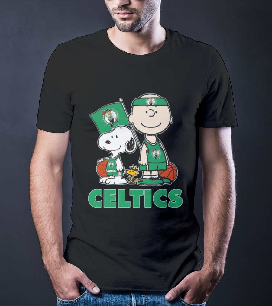 Boston Celtics Snoopy Charlie Brown Peanuts Friends Basketball 2024 T-Shirt