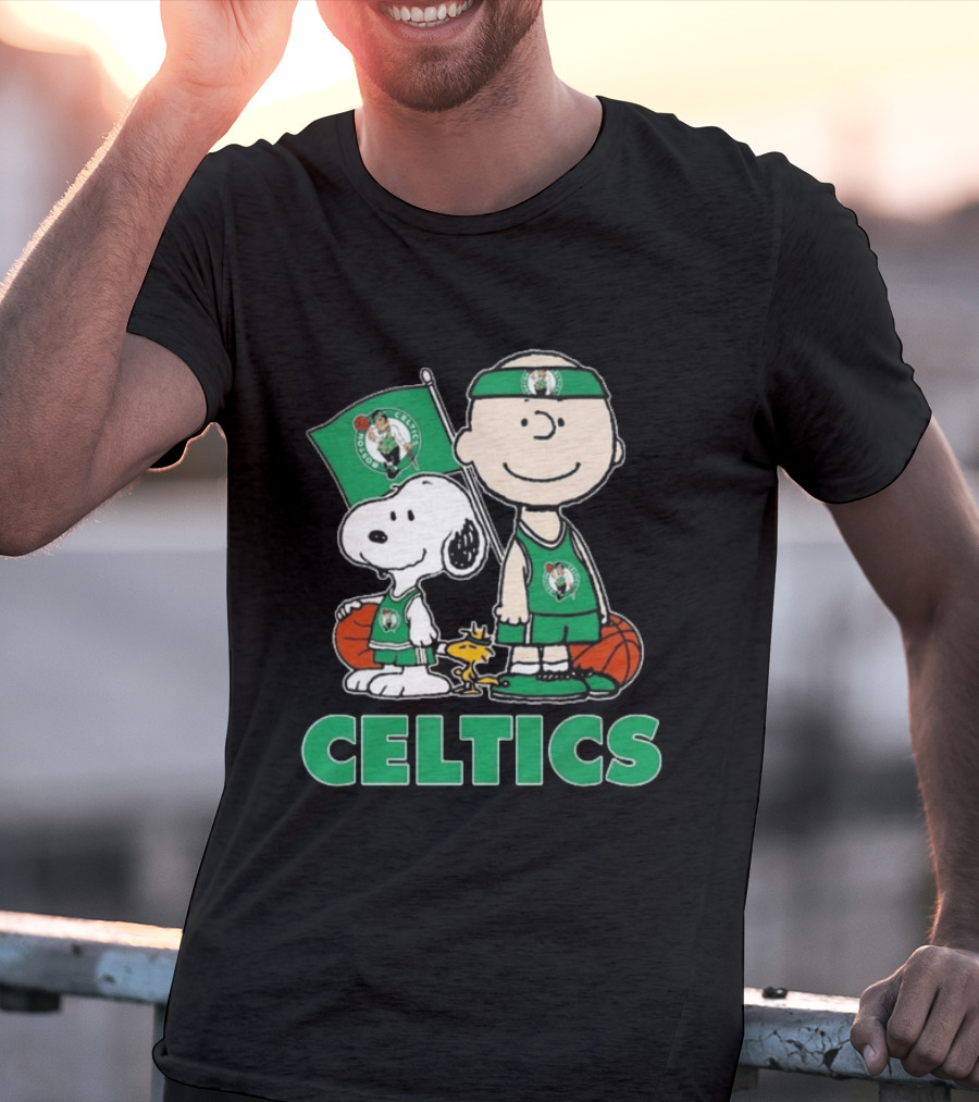 Boston Celtics Snoopy Charlie Brown Peanuts Friends Basketball 2024 T-Shirt