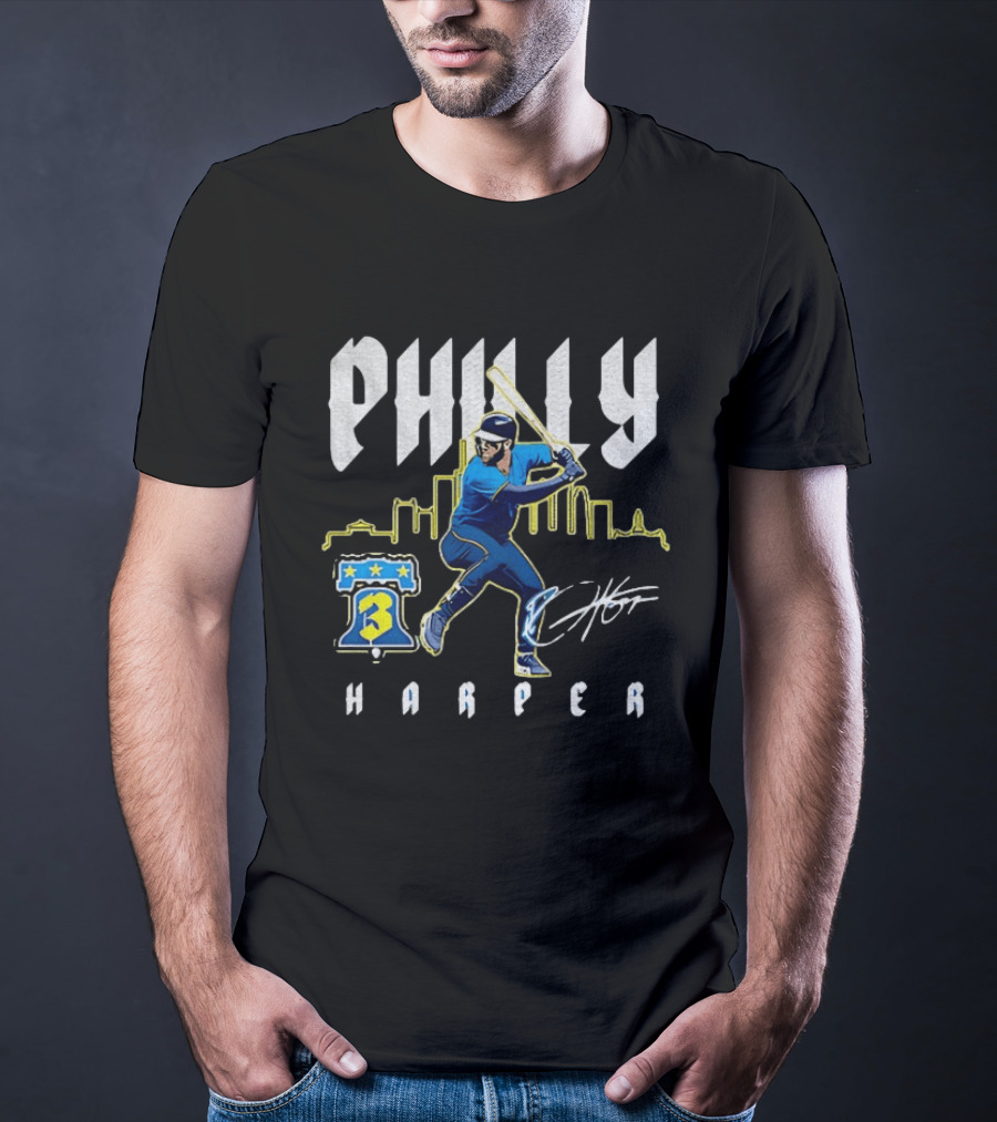 Philly Harper Bryce Philadelphia Phillies City Connect Player MLB Skyline T-Shirt