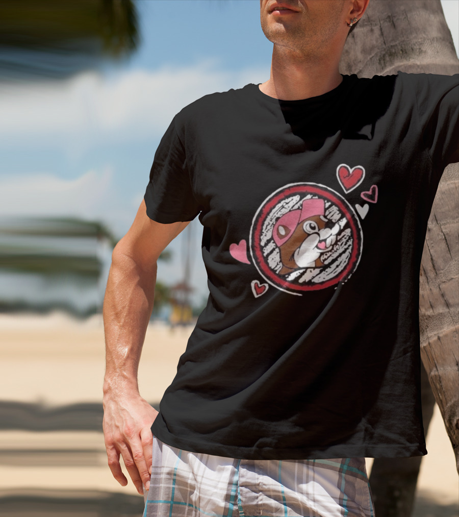 Buc Ee's Valentine's Beaver With Hearts And Cap T-Shirt
