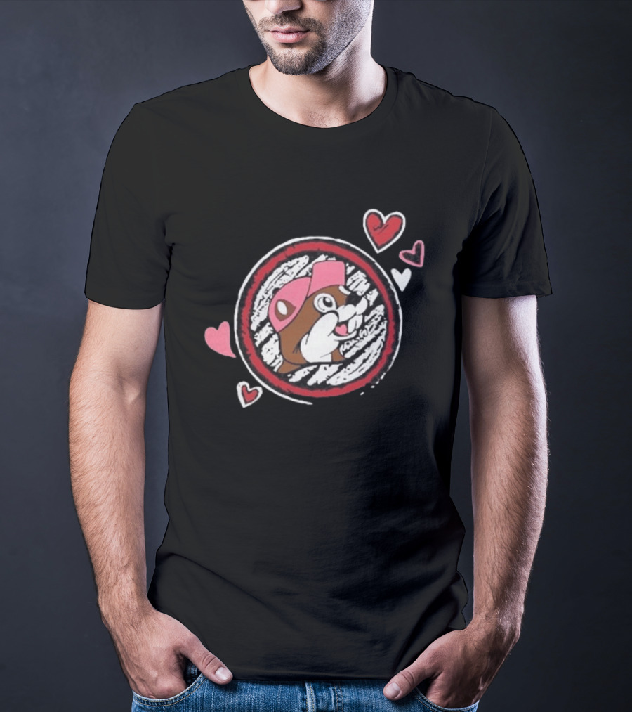 Buc Ee's Valentine's Beaver With Hearts And Cap T-Shirt