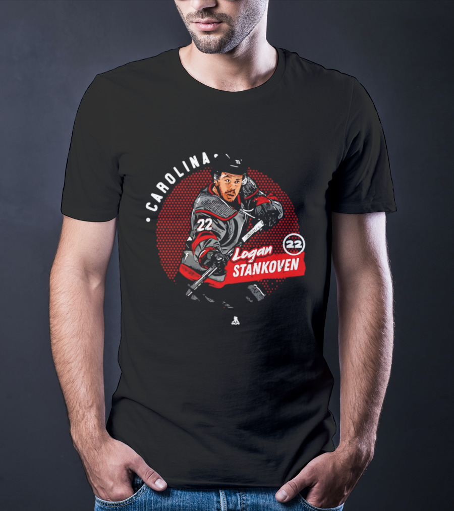 Logan Stankoven 22 Carolina Hurricanes Hockey Player Dots T-Shirt