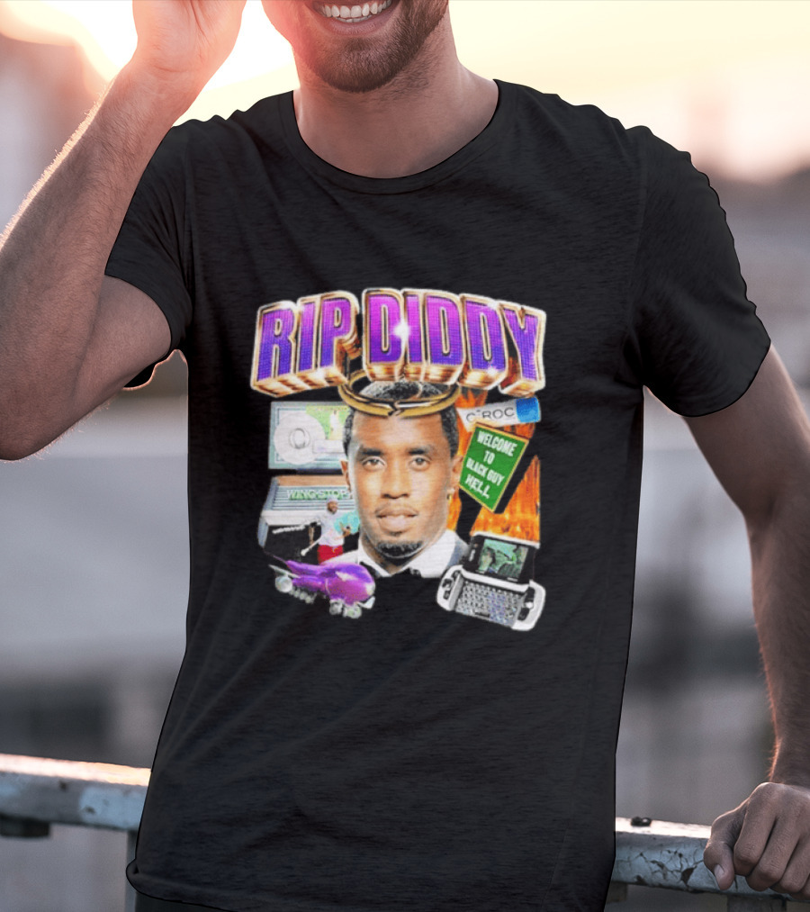 Sam Hyde Rip Diddy Welcome To Black Guy Hell Ciroc Wings 09 Typewriter T-Shirt