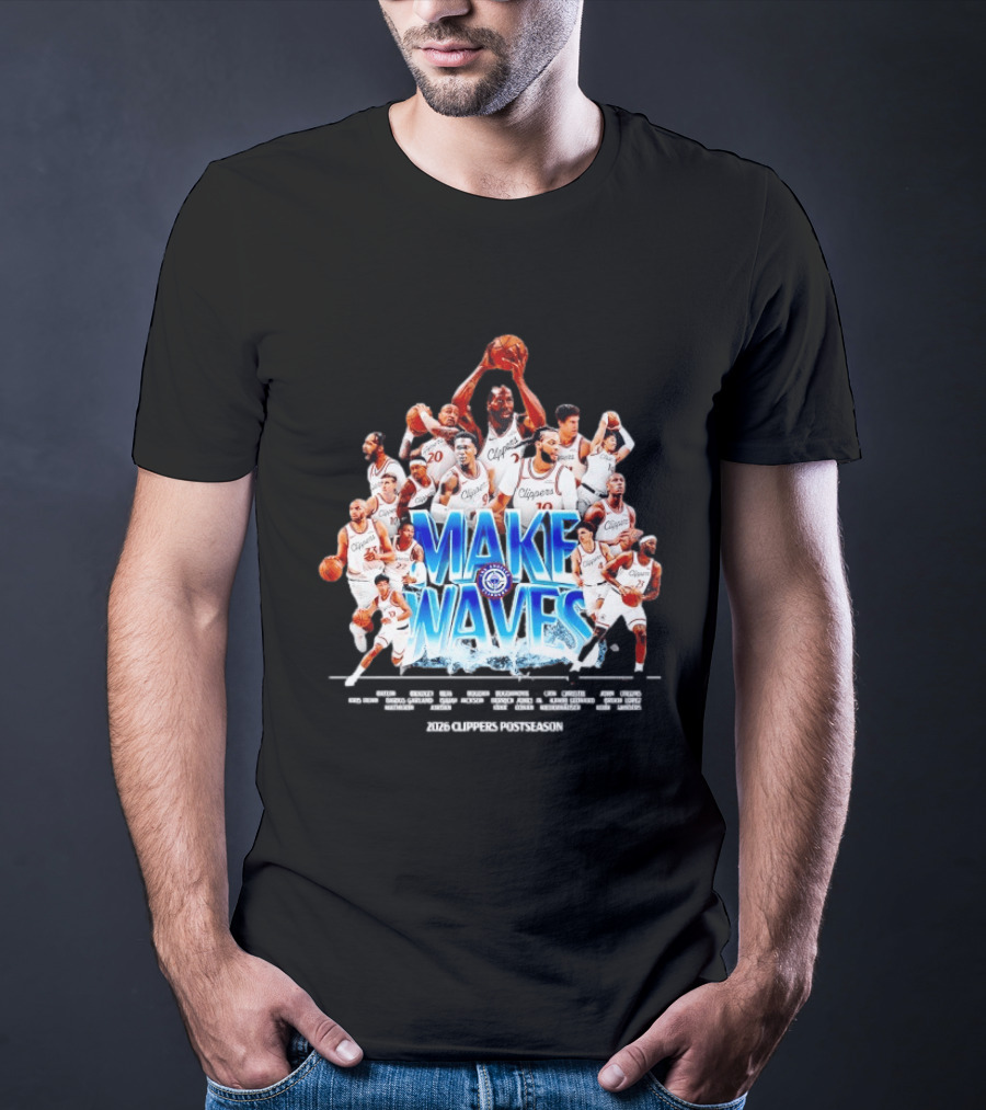 Make Waves Los Angeles Clippers NBA Basketball 2026 Players T-Shirt