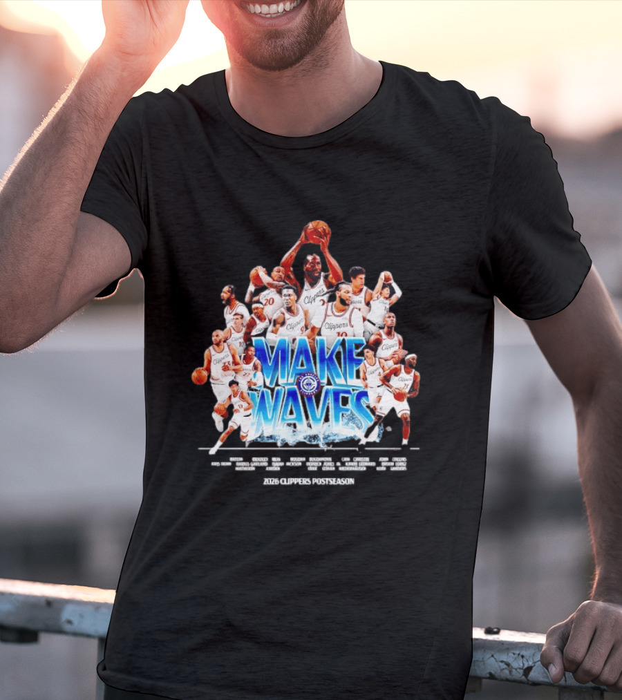 Make Waves Los Angeles Clippers NBA Basketball 2026 Players T-Shirt