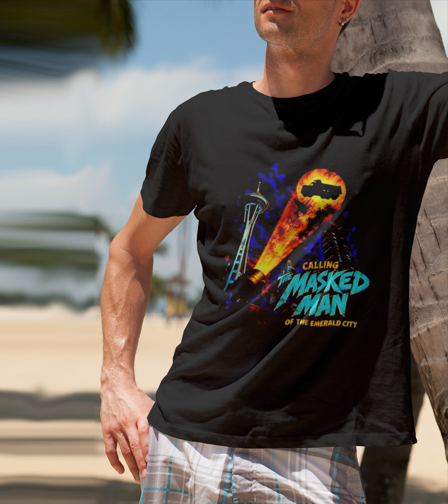 Calling The Masked Man Emerald City Space Needle T-Shirt