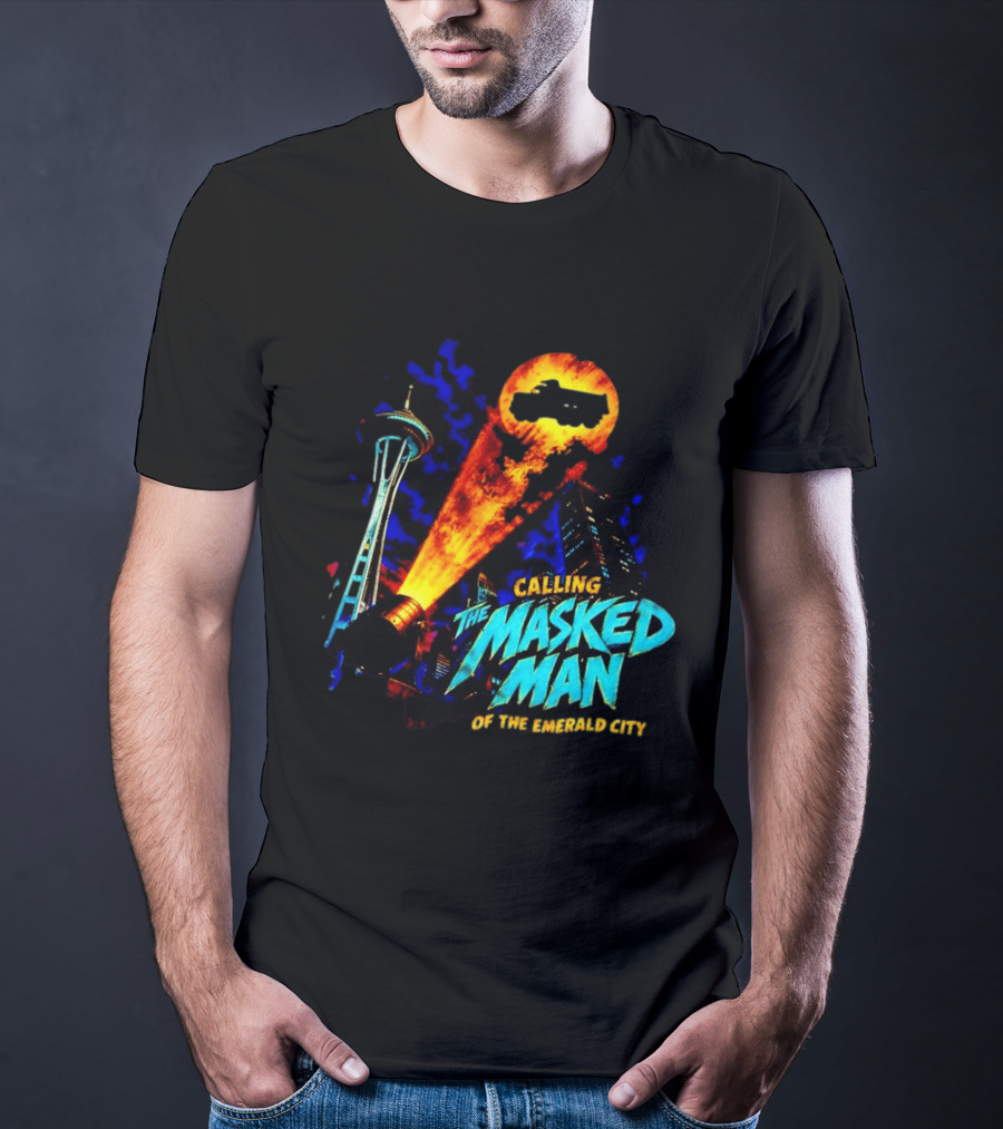Calling The Masked Man Emerald City Space Needle T-Shirt