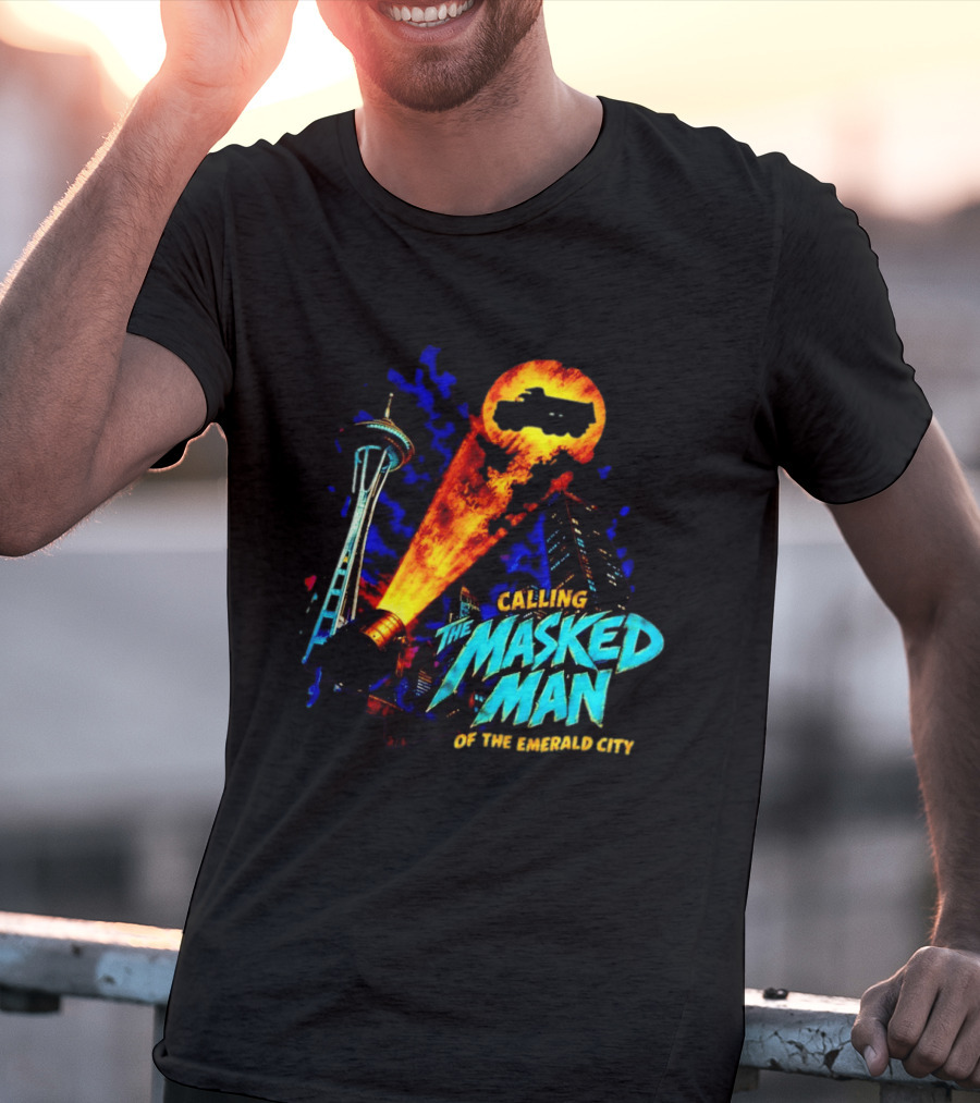 Calling The Masked Man Emerald City Space Needle T-Shirt