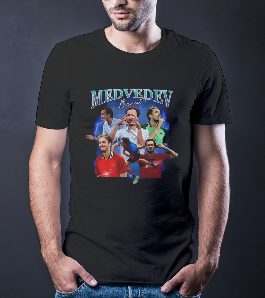 Medvedev Daniil Tennis Champion Dynamic Action Montage T-Shirt
