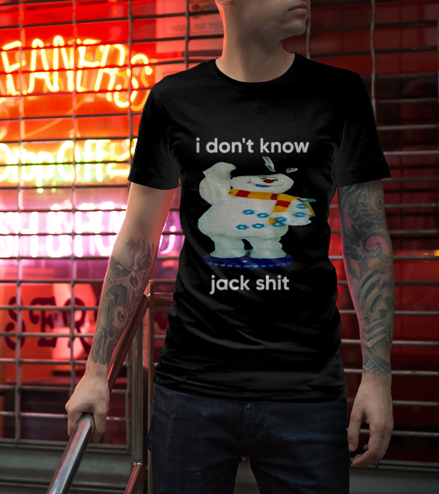 I Don't Know Jack Shit Snowman Scarf Spinning Gemmy T-Shirt