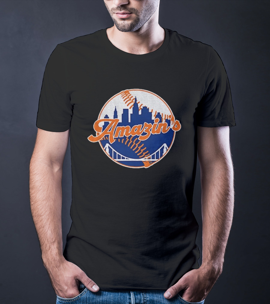 New York Mets Amazin's Skyline Baseball Bridge T-Shirt
