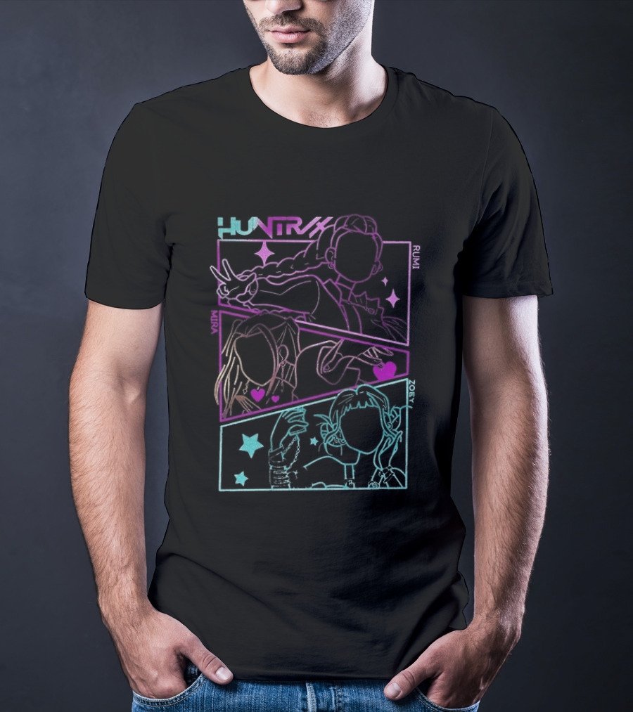 Huntrix Girls Kpop Demon Hunters Neon Manga T-Shirt