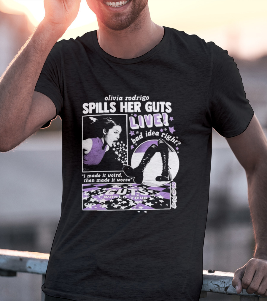Olivia Rodrigo Spills Her Guts Live World Tour 2023 Bad Idea Right? T-Shirt